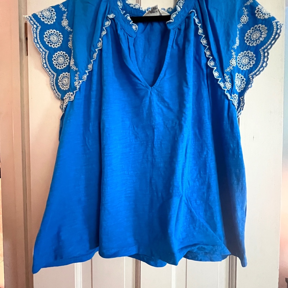 Boden Blue Embroidered Women's Top